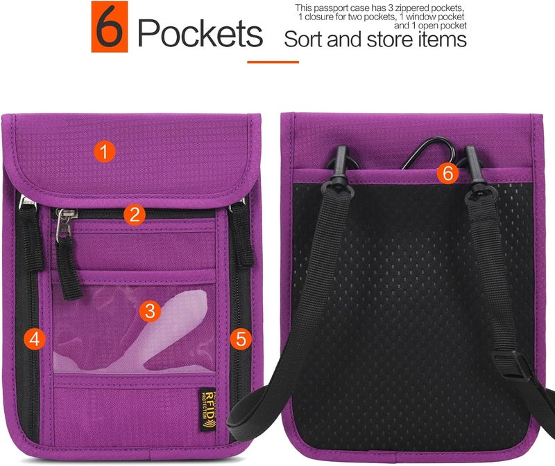 Arouselove Neck Wallet Lightweight RFID Blocking Waterproof Travel Pouch for Women Men - Image 3